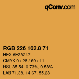 Color code: RGB 226 162.8 71 | qconv.com