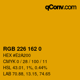 Color code: RGB 226 162 0 | qconv.com