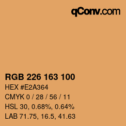 カラーコード: RGB 226 163 100 | qconv.com