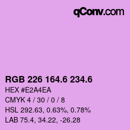カラーコード: RGB 226 164.6 234.6 | qconv.com