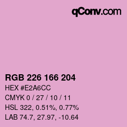 Color code: RGB 226 166 204 | qconv.com