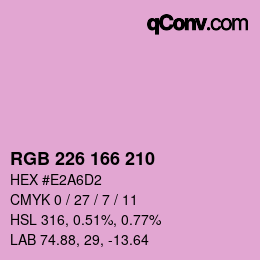 Color code: RGB 226 166 210 | qconv.com