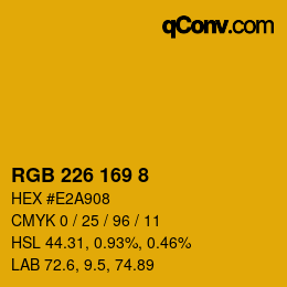 Color code: RGB 226 169 8 | qconv.com