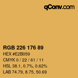 カラーコード: RGB 226 176 89 | qconv.com