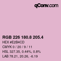 カラーコード: RGB 226 180.8 205.4 | qconv.com
