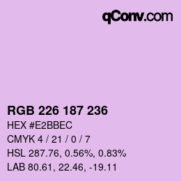 Color code: RGB 226 187 236 | qconv.com