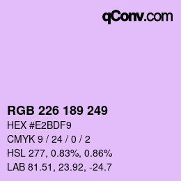 Color code: RGB 226 189 249 | qconv.com