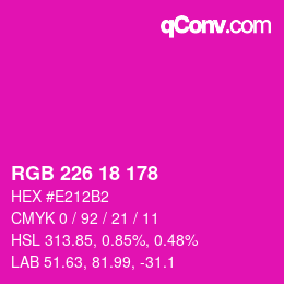 Color code: RGB 226 18 178 | qconv.com