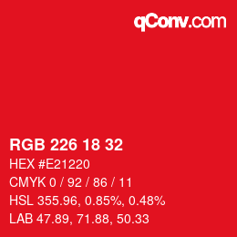 颜色代码: RGB 226 18 32 | qconv.com