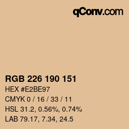 Color code: RGB 226 190 151 | qconv.com