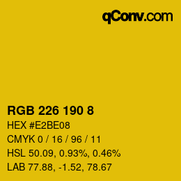 Color code: RGB 226 190 8 | qconv.com