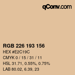 カラーコード: RGB 226 193 156 | qconv.com