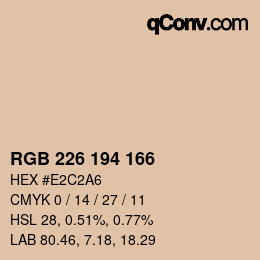 Color code: RGB 226 194 166 | qconv.com