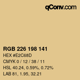 Color code: RGB 226 198 141 | qconv.com