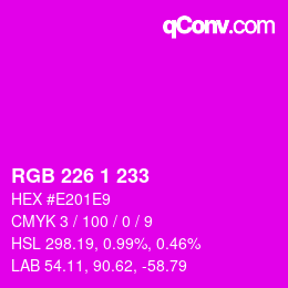 カラーコード: RGB 226 1 233 | qconv.com