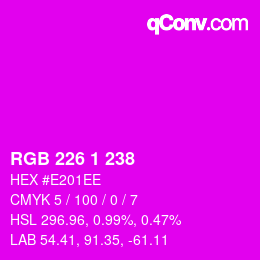 Color code: RGB 226 1 238 | qconv.com