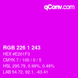Color code: RGB 226 1 243 | qconv.com