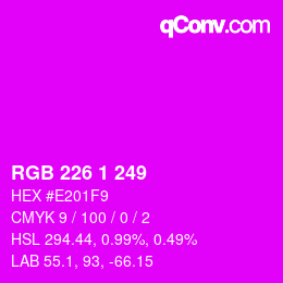 Color code: RGB 226 1 249 | qconv.com