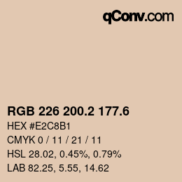 カラーコード: RGB 226 200.2 177.6 | qconv.com
