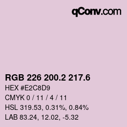 カラーコード: RGB 226 200.2 217.6 | qconv.com