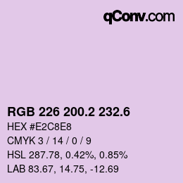 カラーコード: RGB 226 200.2 232.6 | qconv.com