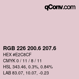 カラーコード: RGB 226 200.6 207.6 | qconv.com