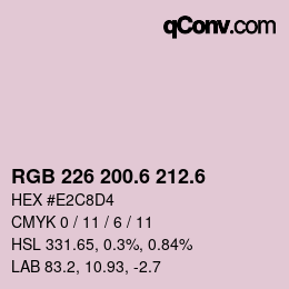 カラーコード: RGB 226 200.6 212.6 | qconv.com