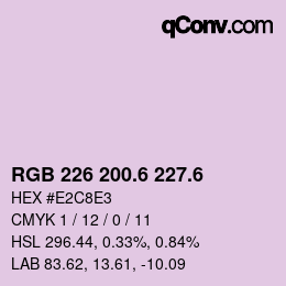カラーコード: RGB 226 200.6 227.6 | qconv.com