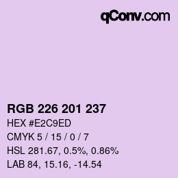 Color code: RGB 226 201 237 | qconv.com