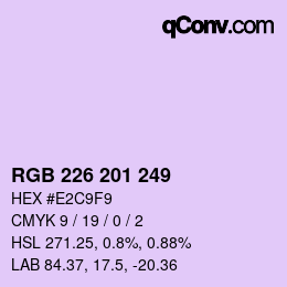 Color code: RGB 226 201 249 | qconv.com
