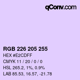 Color code: RGB 226 205 255 | qconv.com