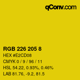 Color code: RGB 226 205 8 | qconv.com