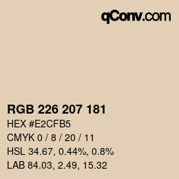 Color code: RGB 226 207 181 | qconv.com