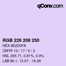 Color code: RGB 226 208 250 | qconv.com