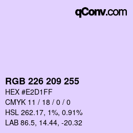 Color code: RGB 226 209 255 | qconv.com