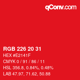 Color code: RGB 226 20 31 | qconv.com