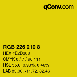 Color code: RGB 226 210 8 | qconv.com