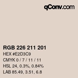 Color code: RGB 226 211 201 | qconv.com