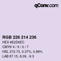 Color code: RGB 226 214 236 | qconv.com