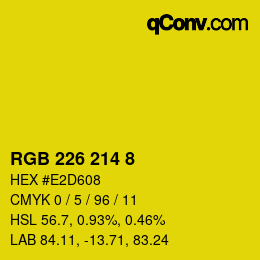 Color code: RGB 226 214 8 | qconv.com