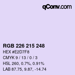 Color code: RGB 226 215 248 | qconv.com
