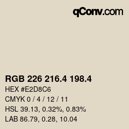 カラーコード: RGB 226 216.4 198.4 | qconv.com