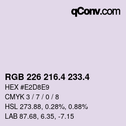カラーコード: RGB 226 216.4 233.4 | qconv.com