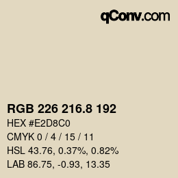Color code: RGB 226 216.8 192 | qconv.com