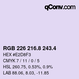 カラーコード: RGB 226 216.8 243.4 | qconv.com
