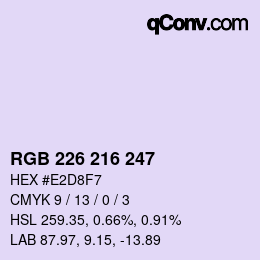Color code: RGB 226 216 247 | qconv.com