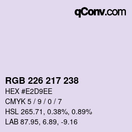 颜色代码: RGB 226 217 238 | qconv.com