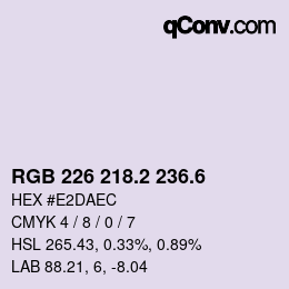 カラーコード: RGB 226 218.2 236.6 | qconv.com