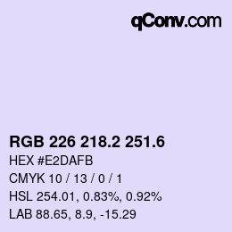 カラーコード: RGB 226 218.2 251.6 | qconv.com