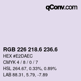 カラーコード: RGB 226 218.6 236.6 | qconv.com